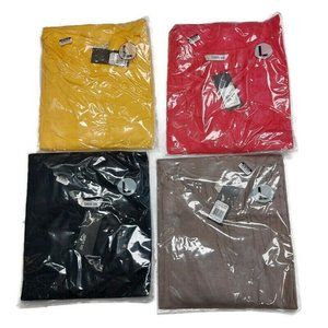 4-Pack Carol Vee Womens L Long Sleeve Solid Tops Shirts Pink Mocha Yellow Black